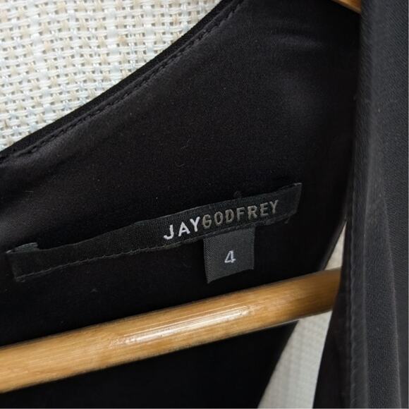 Jay Godfrey Black Cut Out Waist Sleeveless Ruffle Sheath Midi Dress, size 4 - Picture 3 of 7